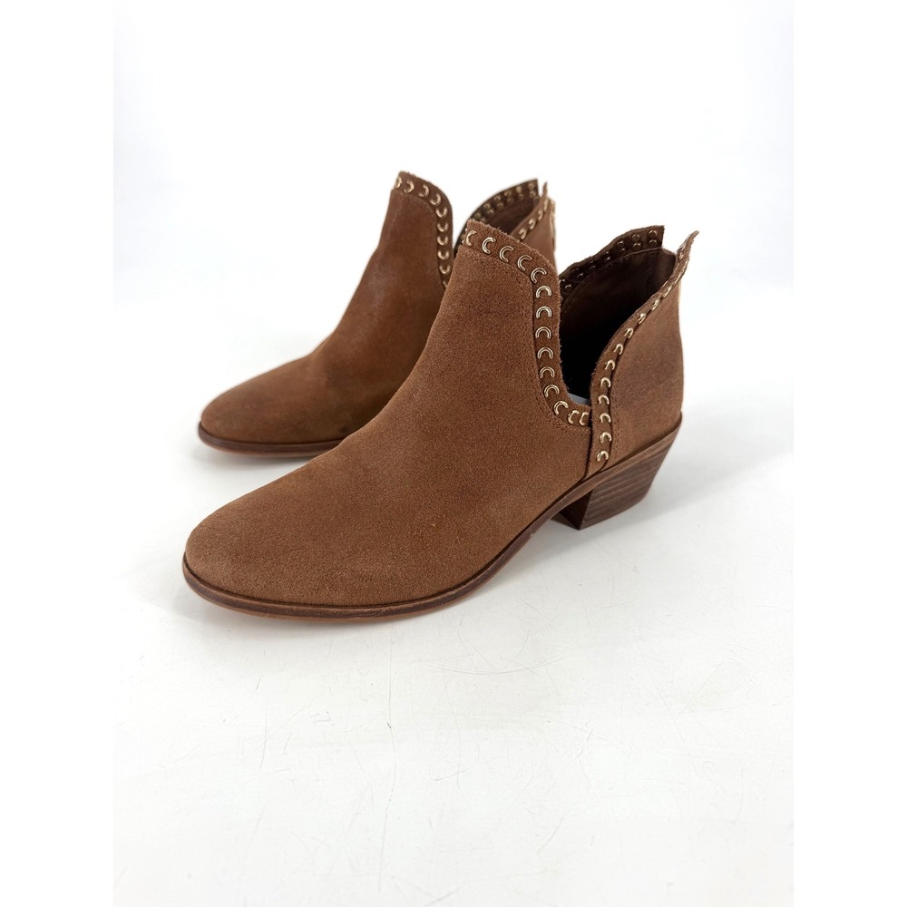 Vince Camuto Prafinta Ankle Boots Womens 7 Brown Leather Studded Western Boho